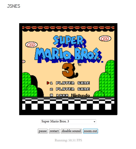 JSNES – a JavaScript NES emulator