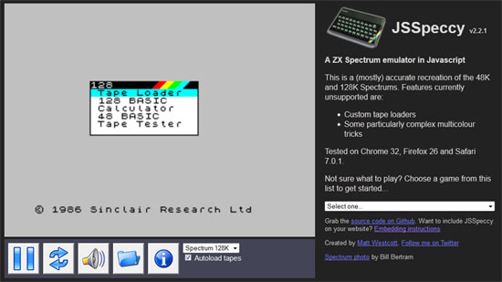 JSSpeccy – Spectrum emulator in the browser