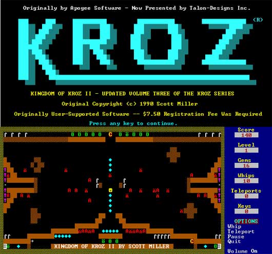 KingDom of Kroz in flash and Retro blaster